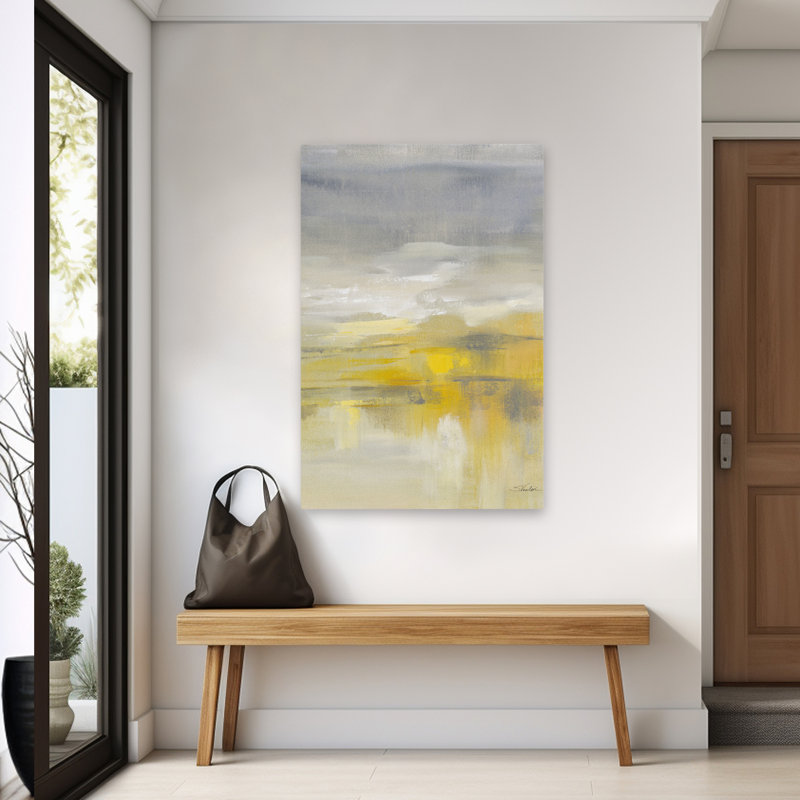 Lumière après la pluie I - Abstrait gris-crème, H 60 po x l 40 po