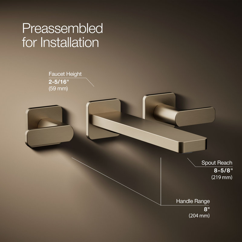 Parallel Wall-Mount Bathroom Sink Faucet Trim, Vibrant Brushed Bronze