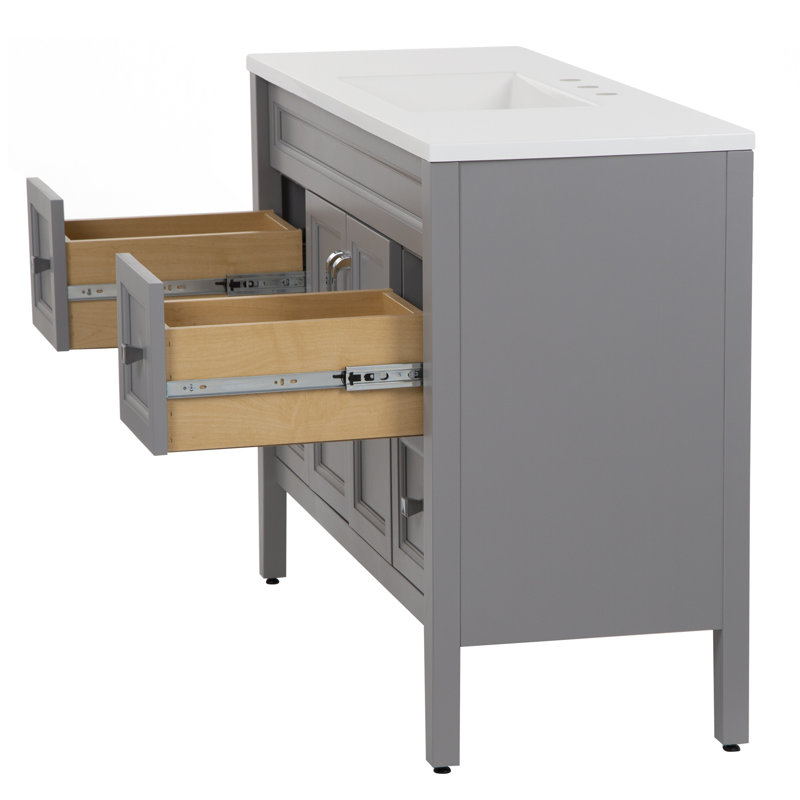 48.5" Single Bathroom Vanity With Cultured Marble Top, Sterling Gray