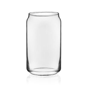 True Beer Can Pint Glass, Clear Glass Beer Cup, Set of 4, Holds 16 Ounces,  Dishwasher Safe, Beer Can Shape, Tapered Lip, Craft Beer Glass