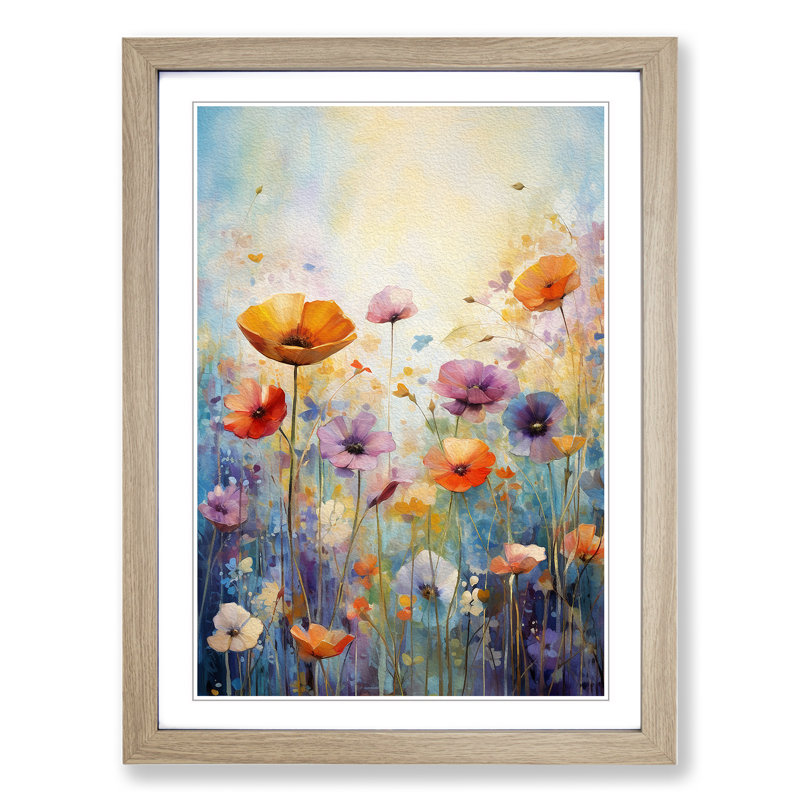 Wildflowers Abstract Art - Framed Print, Oak Framed, 46cm H x 34cm W