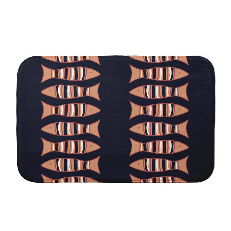 Dominguez Non-Slip Bath Mat, 17" W x 24" L, Navy 
