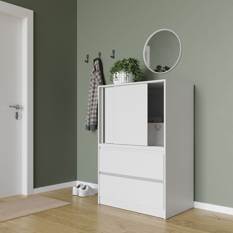 Medium Density Fiberboard (MDF) Rectangle Accent Cabinet, White