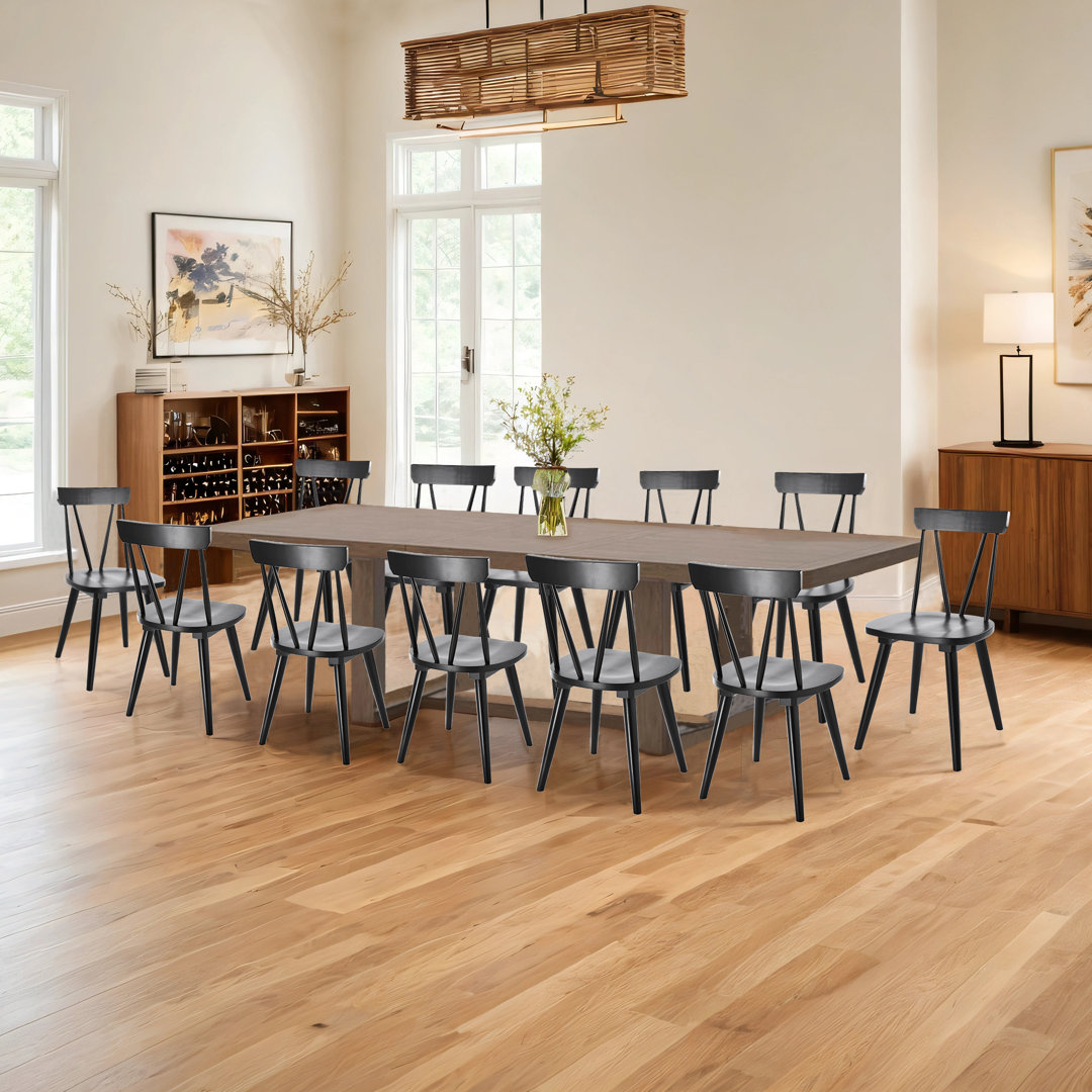 Brendi Solid Wood Slat Back Side Chair in Black (Set of 12) Wade Logan®