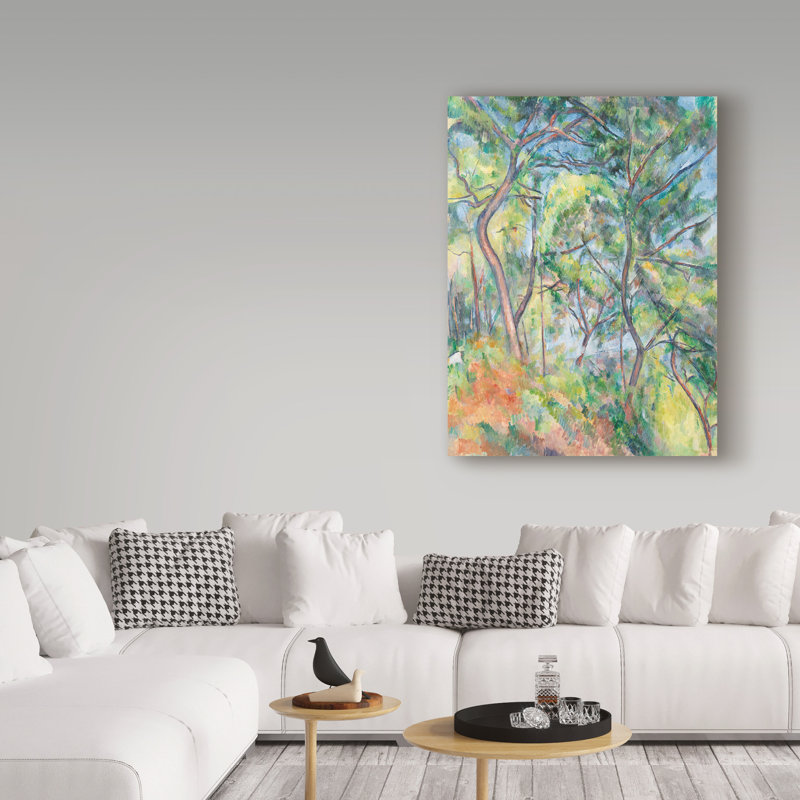 «Sousbois» par Paul Cezanne - reproduction d'art sur toile, H 19 po x l 14 po x P 2 po