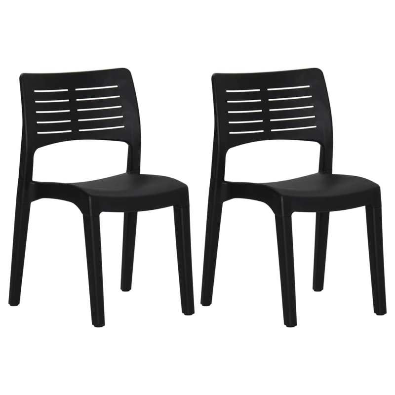 Popel Stackable Outdoor Patio Dining Side Chair with Cushion, Anthracite