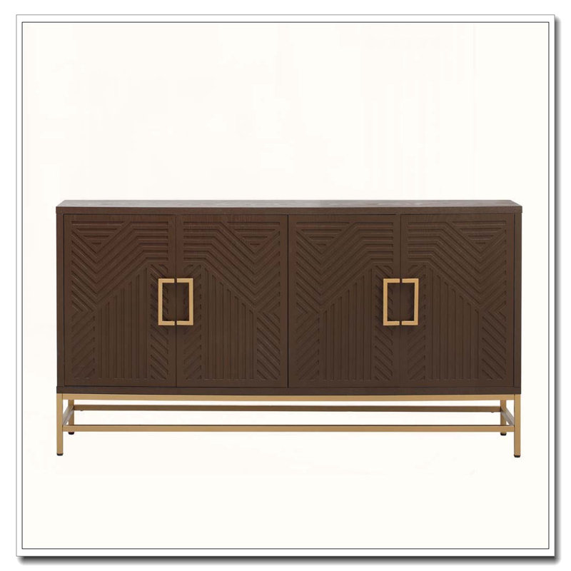 Wood Sideboard with Metal Handles, Legs, and Adjustable Shelves, Espresso