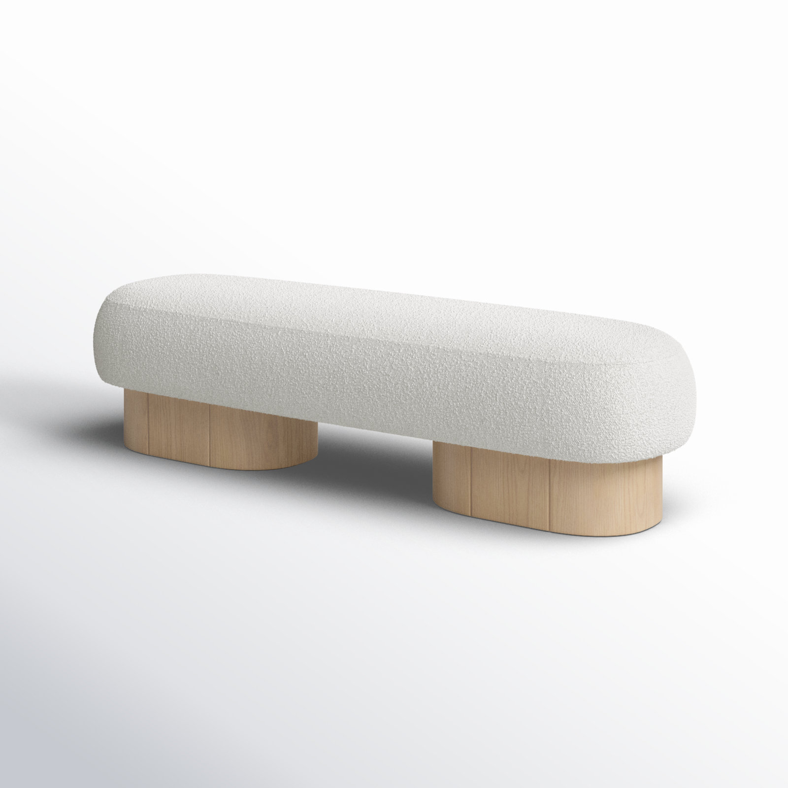 Denyer 61" Bedroom Bench, Light Oak, Cream Boucle Fabric