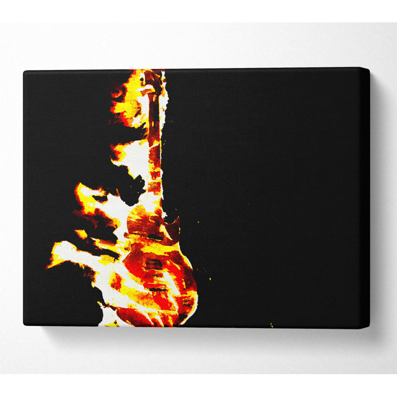 Guitar Flames - Wrapped Canvas Print, 66cm H x 106.6cm W x 10cm D