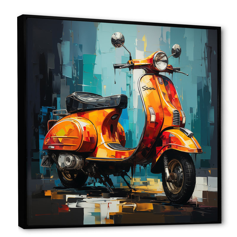 Pop Art Scooter Commute, Cadre flottant noir, H 36 po x l 36 po x P 1,5 po
