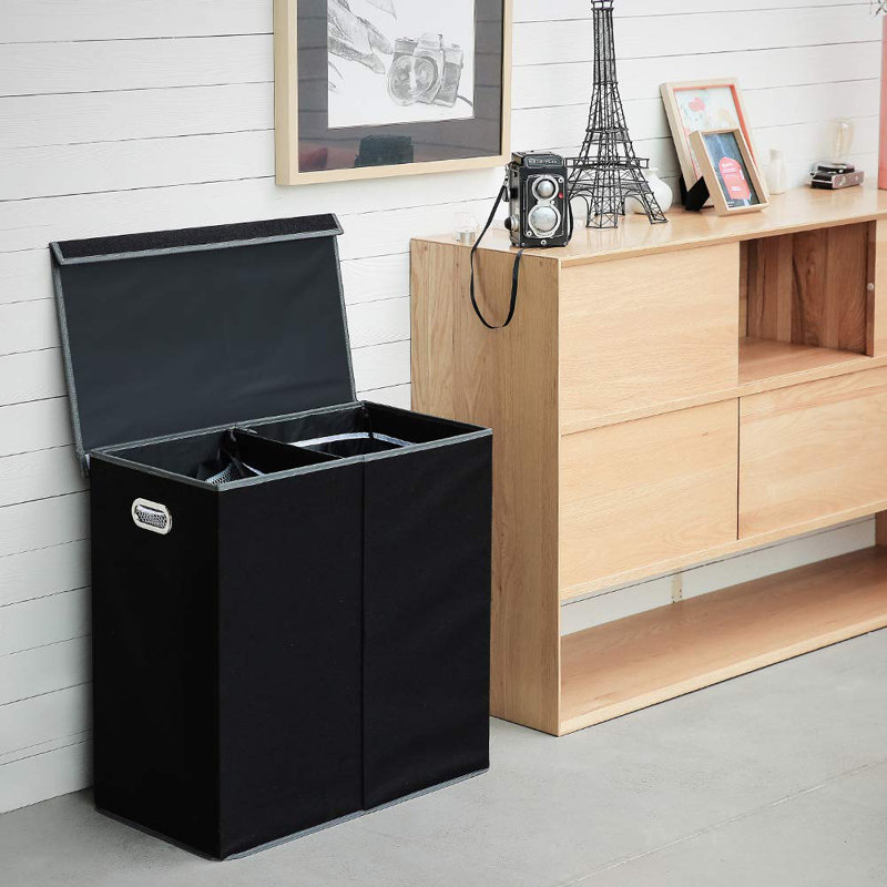 Wood Laundry Hamper, Black