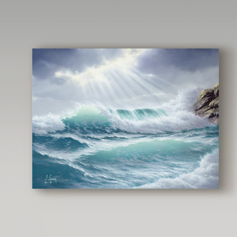 Fikes 'Coast Line 14', reproduction de peinture à l'huile sur toile tendue, H 35 po x l 47 po