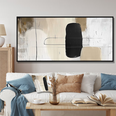 «Minimal and Geometric Compositions In Nature Tones», art mural moderne Mid-Century, impression sur toile moderne de style Mid-Century noir