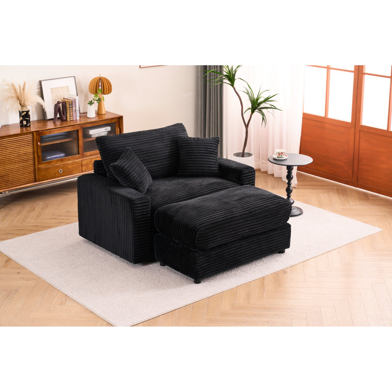 Fauteuil moelleux en velours côtelé avec siège amovible