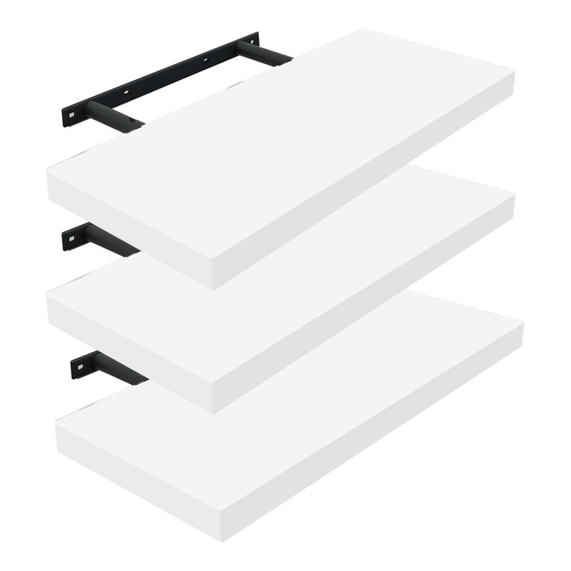 Floating Shelves Set Of 3 White Wall Mounted 16 Inch For Home Storage And Decor