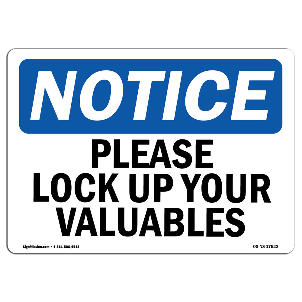 SignMission Please Lock up Your Valuables Sign | Wayfair