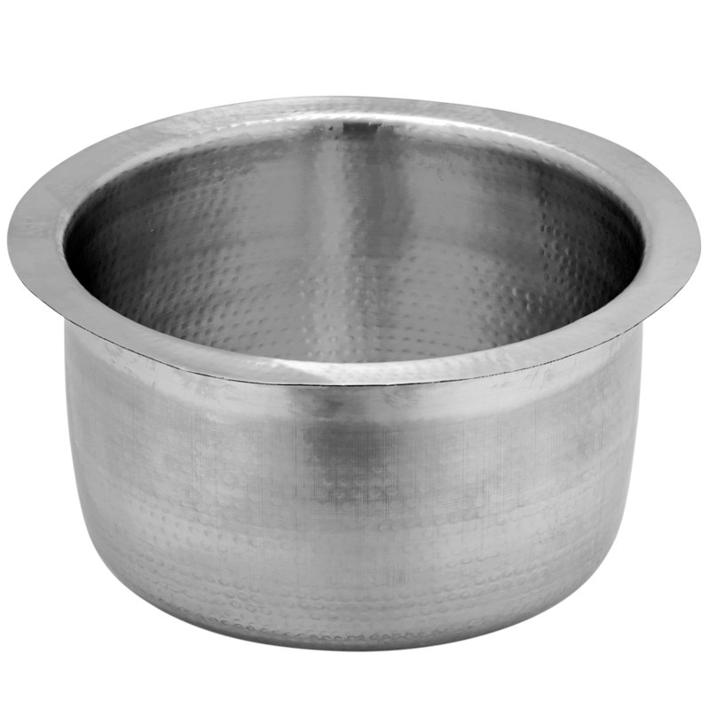 Brightwork 15-Inch Hand Hammered Round Stainless Steel Bar Sink, Matte Satin Stainless