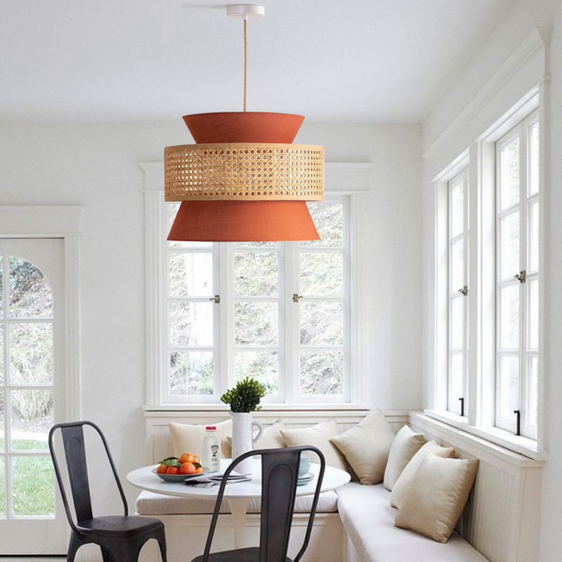 Guerande 1 - Light Orange Lantern Pendant, 15.74" H x 19.68" W x 19.68" D