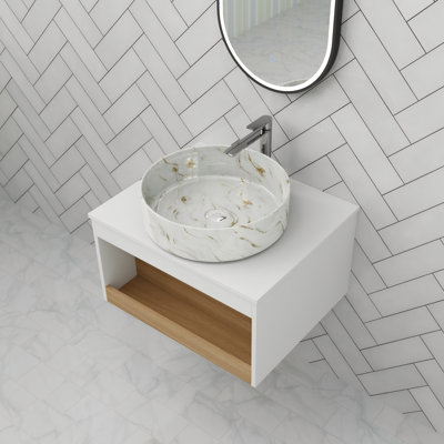 Meuble-lavabo flottant simple 24 po avec comptoir en céramique