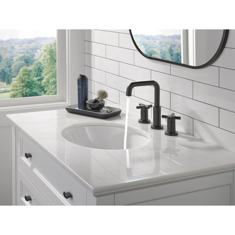 Nicoli Widespread Bathroom Faucet 3 Hole, 2-handle Bathroom Sink Faucet with Drain Assembly, Matte Black