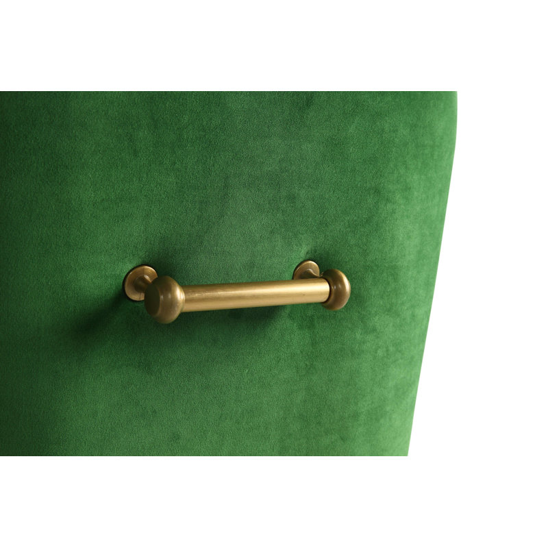 19'' H Velvet Upholstered Metal Parsons Chair, Green Velvet, Gold