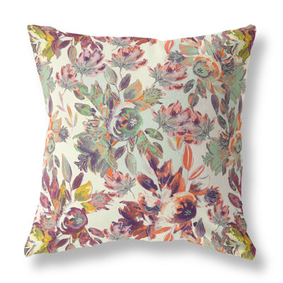 26 X 26 Broadcloth Floral Throw Pillow