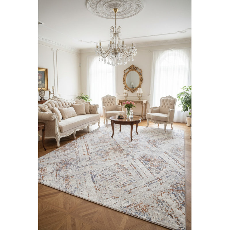 PAYAS Collection Beige Geometric Doormat Adrienna, Rectangle 6'7" x 7'9"