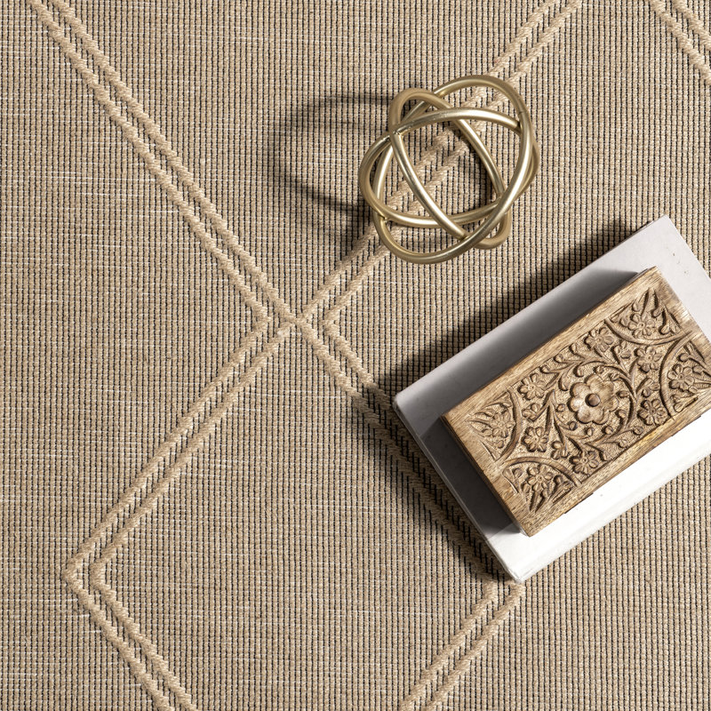 Diamond Trellis Jute Area Rug, Rectangle 4' x 6'