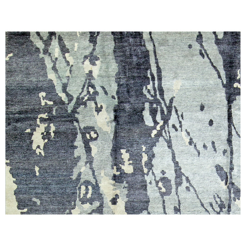 Hand-Knotted High-Quality Gray and Charcoal Area Rug