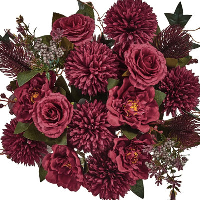 24 Heads Premium Artificial Flowers, Silk Peony Bouquets, Fake Roses for Bulk Decoration -  Primrue, 0918DCDC4A214185B7E0B183E79068D2