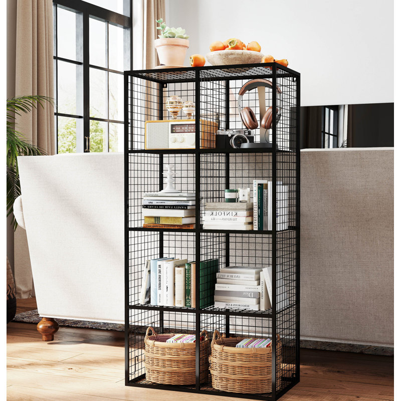 8 Cube Metal Storage Organizer,Display Modular Bookshelf Shelf for Bedroom,Office,Black