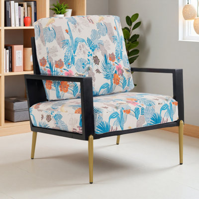 Fauteuil d'appoint en velours à imprimé floral