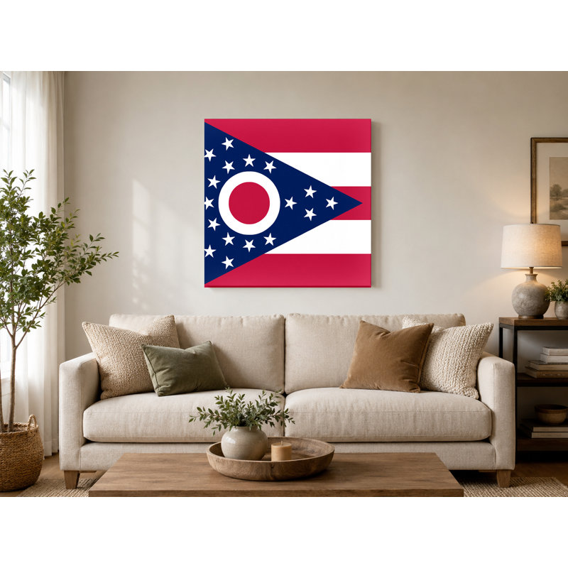Ohio State Flag - Art mural sur toile carrée, 12" W x 12" H