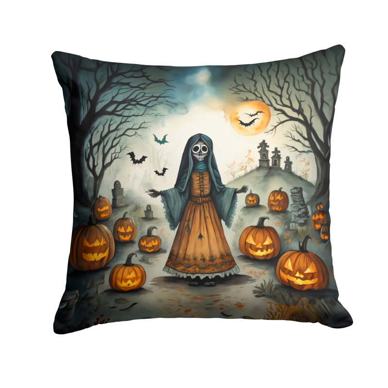 Coussin décoratif intérieur / extérieur en polyester More / Spooky More Spooky Halloween, 18 po x 18 po