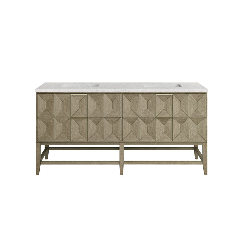 Emmeline 72'' Double Bathroom Vanity with Top, Eternal Jasmine Pearl, 8" Widespread