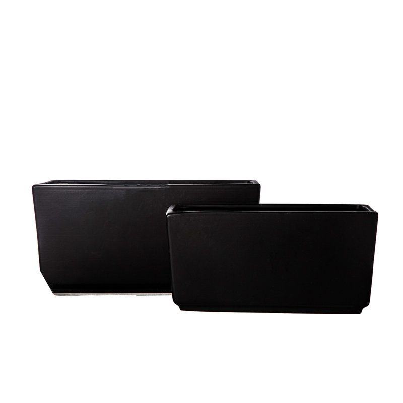 Ceramic Rectangle Pot Matte Finish Black