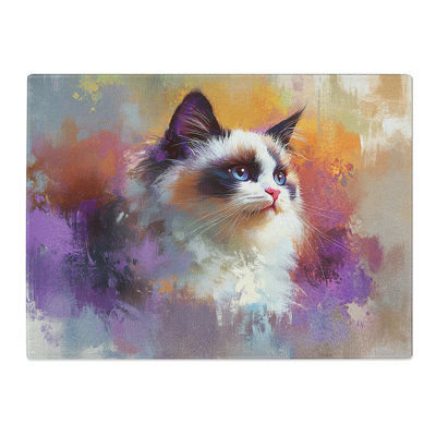 Ragdoll Cat Illustrated  Glass Chopping Board