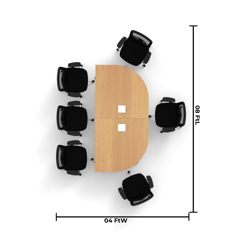 Rectangle 6 Person 80'' L Training Table and Chair Set with Casters, Beech