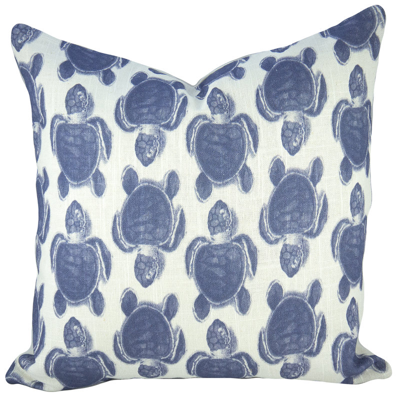 Turtles Cotton Blend Reversible Throw Pillow, Blue