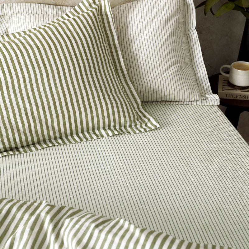 Sigita 100% Cotton Standard Fitted Sheet, Double (4'6), Green