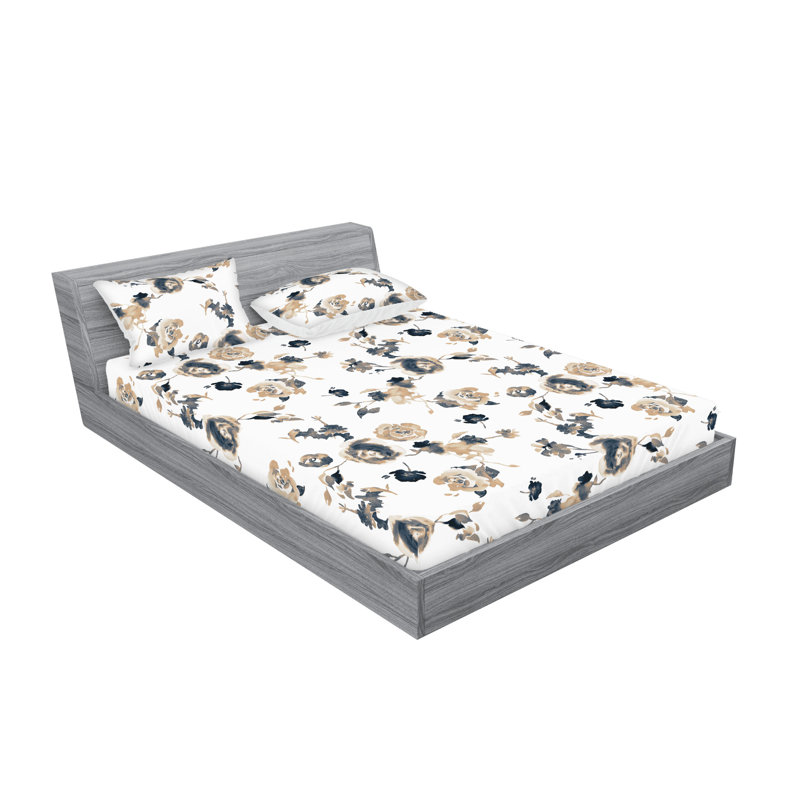 Drap-housse et taies décoratives 3 pièces Ambesonne, Ensemble de draps pour lit double avec 2 taies d'o