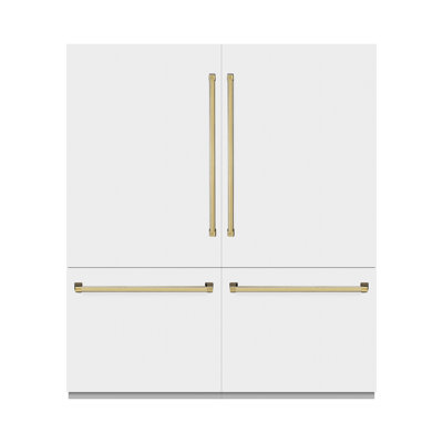ZLINE Autograph Edition 72 in. 39.6 cu. ft. French Door Built-In Bottom Freezer Refrigerator with Water Dispensers and Ice Makers in Satin Stainless Steel