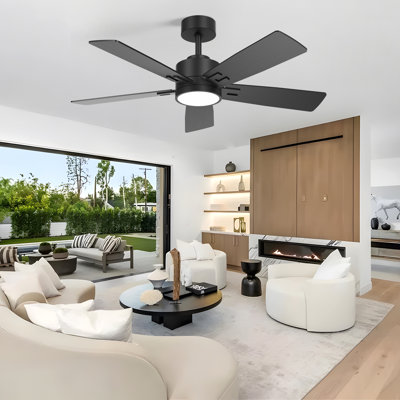 5 Blade Smart Ceiling Fan With Light, Remote Control, Reversible Dc Motor, Dual Finish Blades