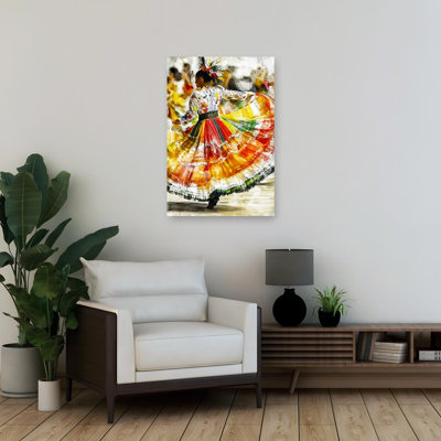 Joyeuse danse mexicaine colorée et vibrante, art mural traditionnel