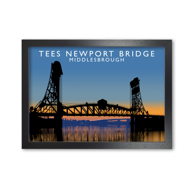 Tees Newport Bridge Middlesbrough by Richard O'Neill - Single Picture Frame Print, 42 cm H x 594 cm W, Black