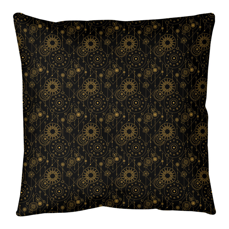 Place de l'astrologie Katelyn Elizabeth, Bourre en polyester, 18 po x 18 po, Noir / or