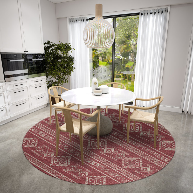 Anazia Chenille Washable Indoor/Outdoor Rug, Round 8'