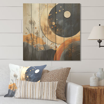 Paysage jaune et noir Symphony IV - paysage abstrait sur bois
