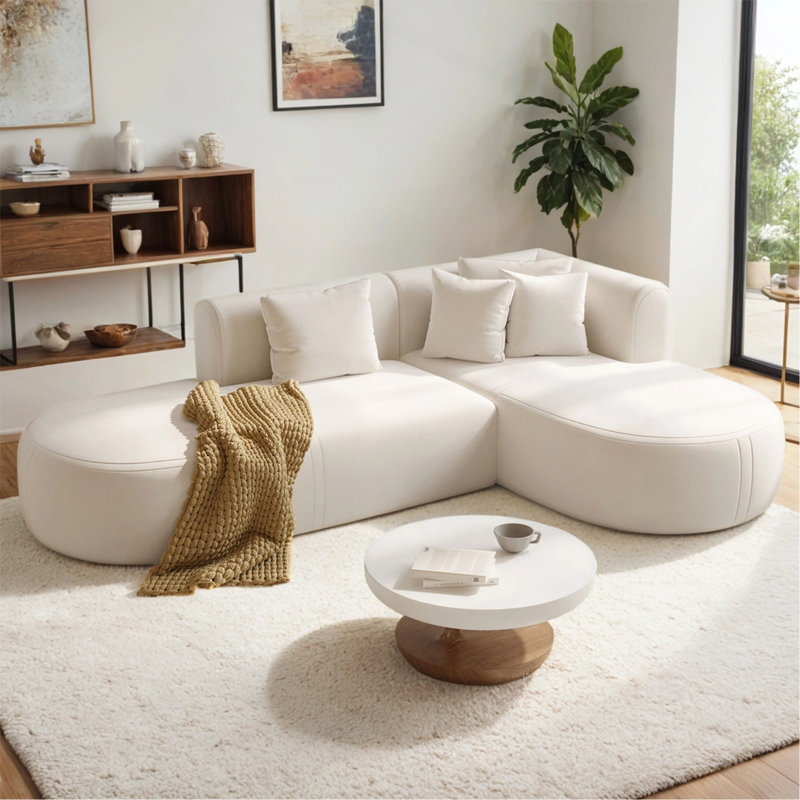 Canapé d'angle Mirod, Polyester beige