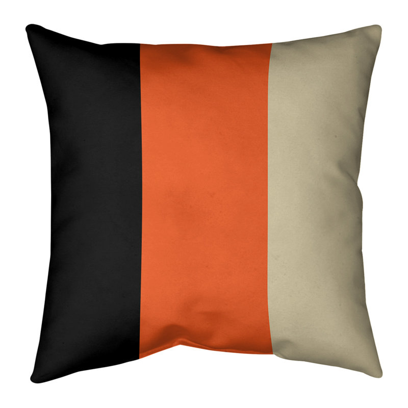 Striped Reversible Throw Pillow, 28" x 28", Black/Orange/Cream